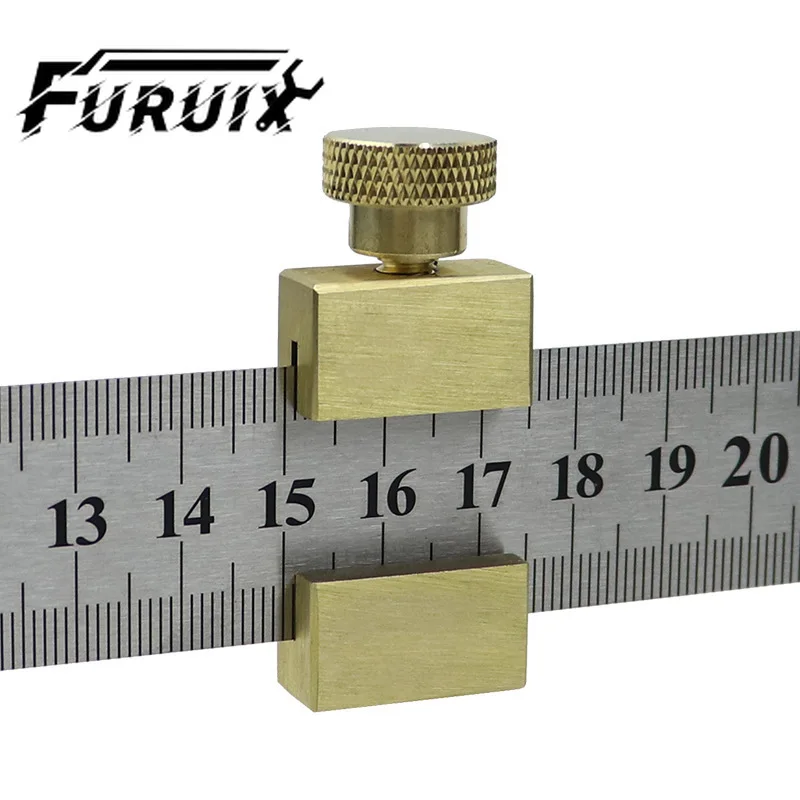 Steel Ruler Positioning Brass Limit Block DIY Carpentry Scriber Measuring Tools Suitable for School Office Engineering Woodwork