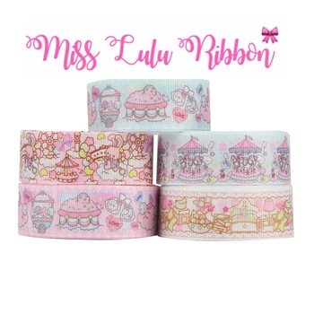 

16mm-75mm Carousel Rabbits Dreams Series Printed Grosgrain/Foe Ribbon Rainbow Lines DIY Festival Party Hair Bow 50yards/roll