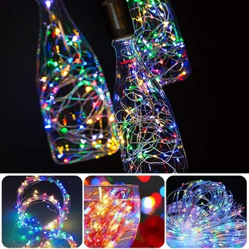

10pcs String led Wine Bottle with Cork 20 LED Bottle Lights Battery Cork for Party Wedding Christmas Halloween Bar Decor Warm