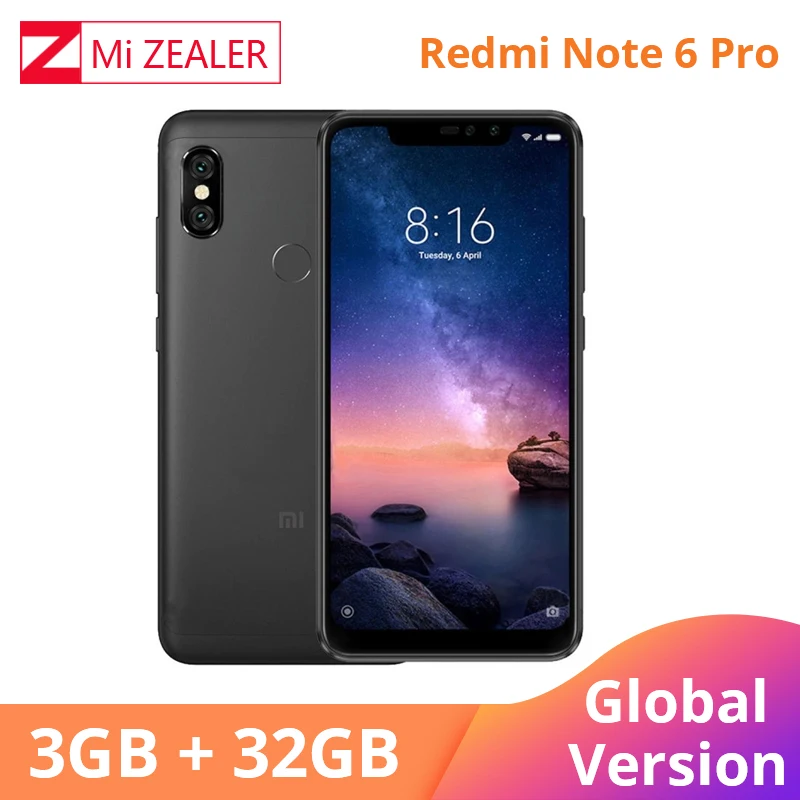 В наличии глобальная версия Xiaomi Redmi Note 6 Pro 3 ГБ 32 Note6 Snapdragon S636 мобильный телефон 26