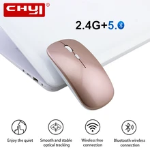 CHYI Bluetooth 5,0+ 2,4G Беспроводная игровая мышь перезаряжаемая Бесшумная Двухрежимная компьютерная мышь ультра тонкие мыши для ноутбука