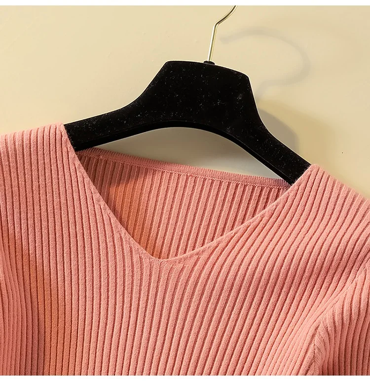 KarSaNy вязаный зимний джемпер, женский свитер с v-образным вырезом, пуловеры, Модный женский вязаный свитер с v-образным вырезом, женский розовый винтажный Топ