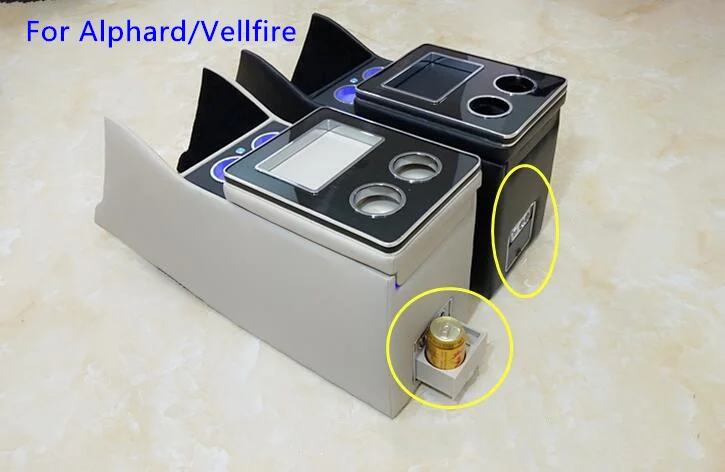 Многофункциональный автомобильный консольный ящик, подлокотник с USB, атмосферный светильник для Toyota Alphard/Vellfire sienna 20 2008-2013