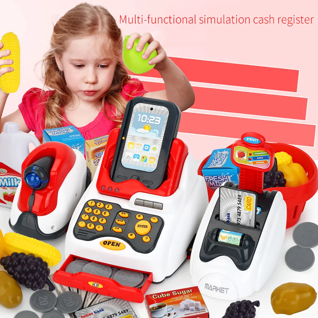 Детские игрушки кассовый сканер карта с изображением фруктов считыватель кредитных карт машина еда покупки игровой набор детские игрушки для малышей игрушки для детей