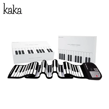 

KAKA 88 Keys Professional Hand Roll Up Piano Bluetooth Portable Folding Electronic Organ Keyboard Rechargeable 128 Silver