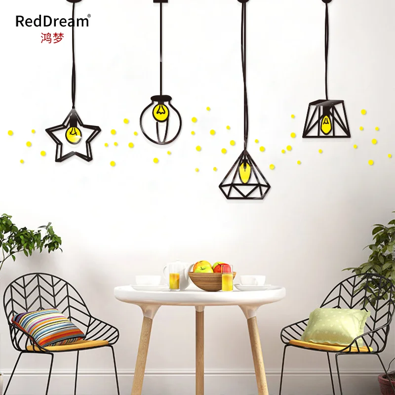 WS77 Geometric chandelier creative 3D three-dimensional acrylic modern minimalist living room transformation TV background wall | Дом и сад
