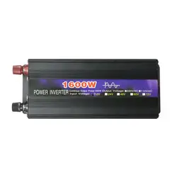 Inversor de potencia inteligente de onda sinusoidal pura, 1600W, Adaptador convertidor de coche, inversor de coche con pantalla Digital