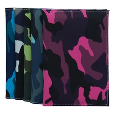 Mode Eenvoudige Minimalistische Camouflage Paspoort Cover Bag Ticket Clip Visitekaartje Houder Pu Lederen Bescherming Card Wallet Case
