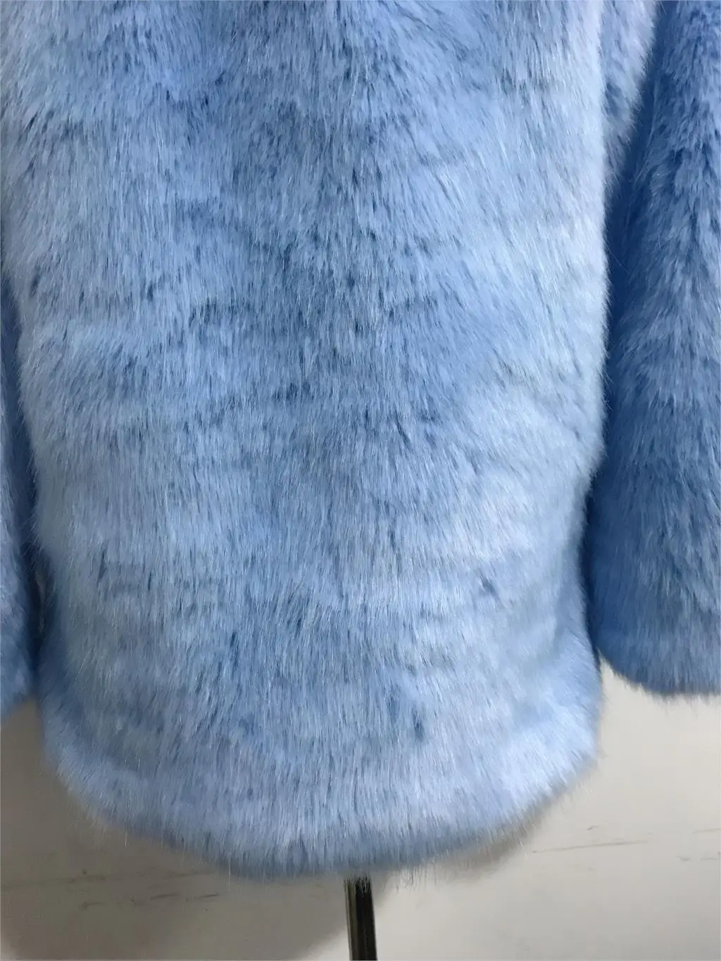 Sunimperial light blue shaggy women faux fur jacket mid length coat