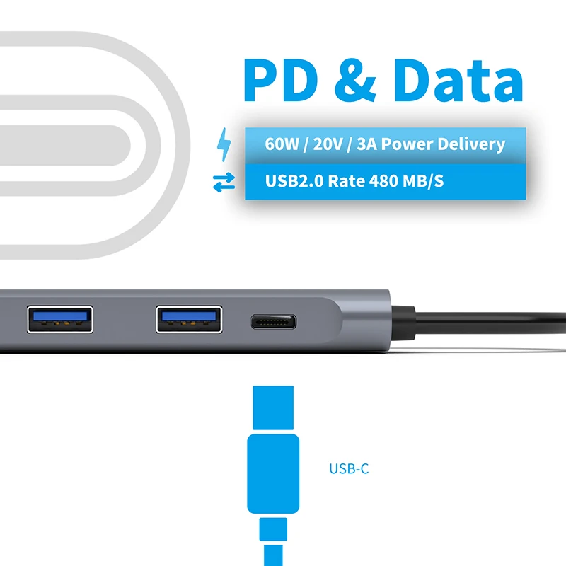 USB C HUB 5Port USB 3 1 Type C Adapter to USB3 0 HDMI 4K 3 5MM Headphone USB C PD Type C HUB