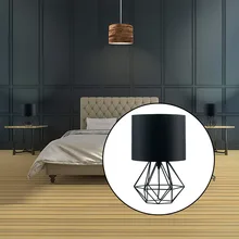 Домашние Декоративные Кафе Отель Геометрическая гостиная спальня ткань тенты Холл ресторана настольная лампа настольная вилка в металлической клетке