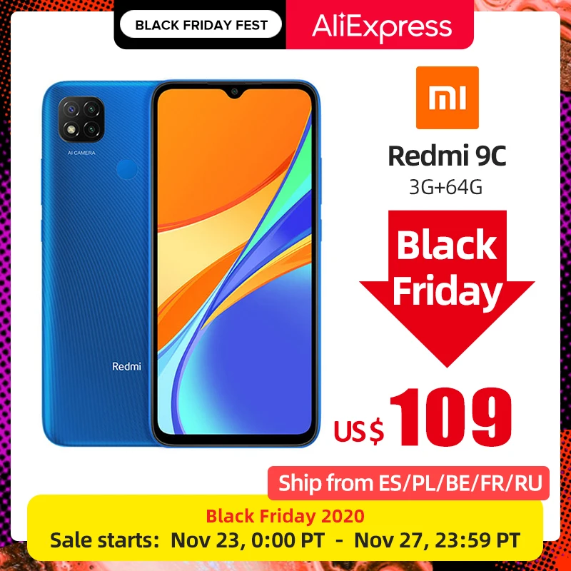 Global Version Redmi 9C 3GB 64GB Cell Phone MTK