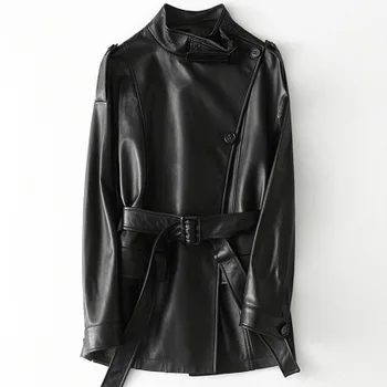 

2020 Women Spring Genuine Real Sheep Leather Jacket H33