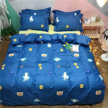 

Factory Direct ins New style twill 100 cotton 4-piece bedding set cotton printed bedsheet quilt cover a generation of fat