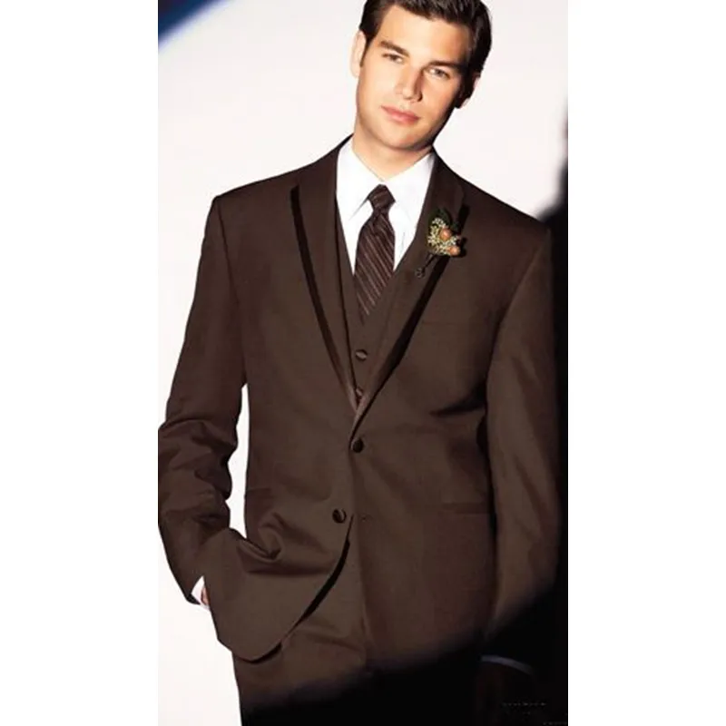 

Custom Made Hot New 3 Piece Brown Men Suit Groom Wedding Formal Tuxedos Suits Men Suits (Jacket+Pants+Vest) G522