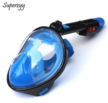 

2018 New Snorkel Mask for Swimming Underwater Radiation Protection Anti-fog Anti-spill Full Face Diving Mask for GoPro Camera