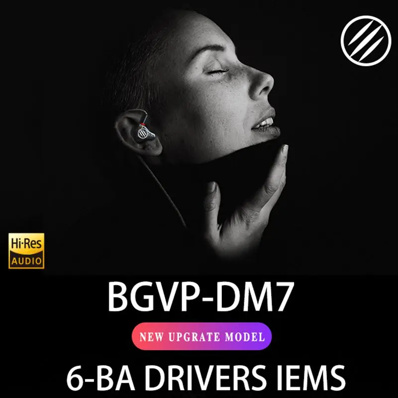 BGVP DM7 6BA мониторы Наушники настроить IEM Ноулз Sonion драйверы HiFi Fever музыка Спорт гарнитура со съемным MMCX кабелем