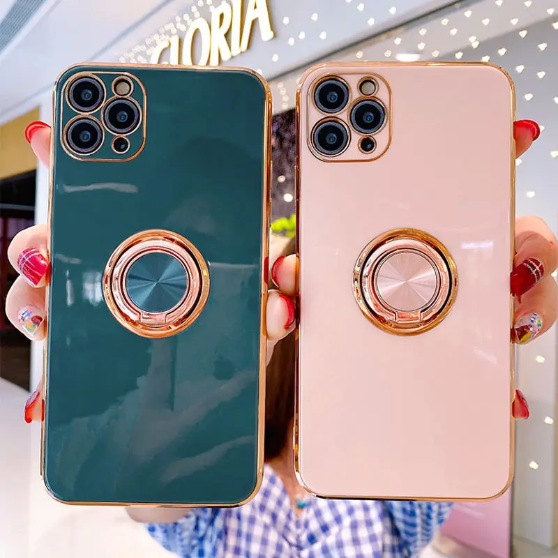 

For iPhone 11 Pro Max 11ProMax 11Pro Max Case Luxury Plating Silicone Magnetic Ring Cover For iPhone 11 Pro Max 11ProMax 11Pro