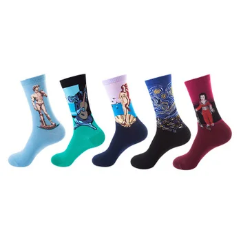 

1 Pair Happy Socks Unisex Animal Alien Chili Moustache sloths Novelty Sock Combed Cotton Funny Socks Men's Women's Crew Socks