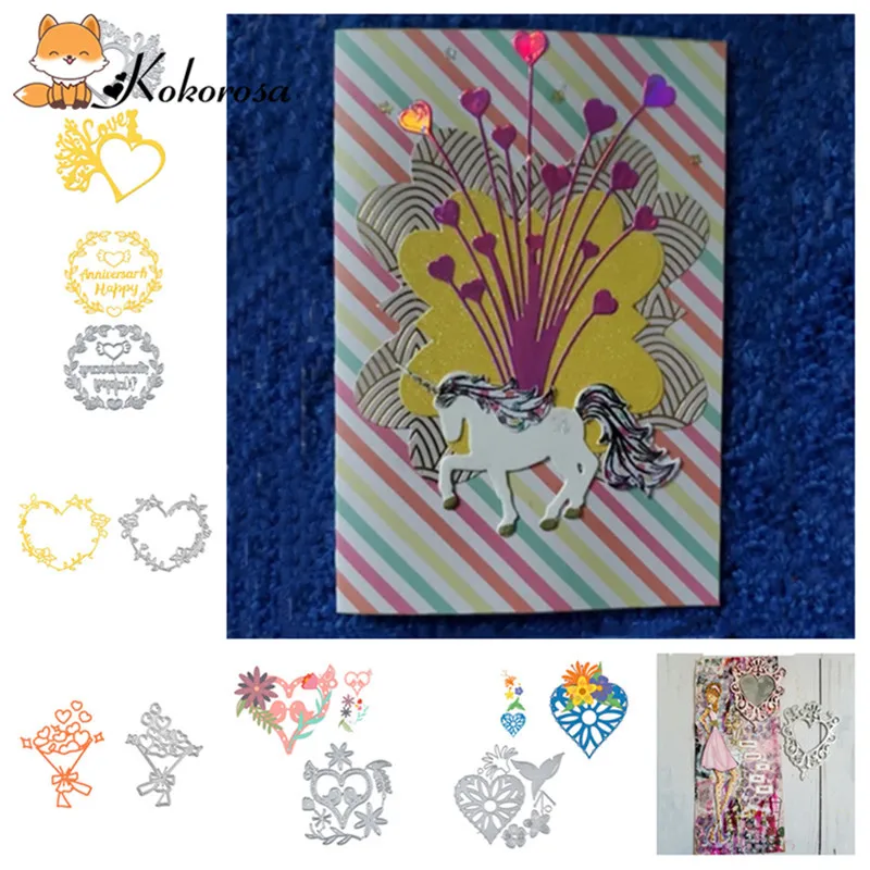 

Kokorosa Cutting Dies Metal Dies Frame Letter Flower Heart Die Scrapbooking Album Card Making Embossing Stencil Decor Diecuts