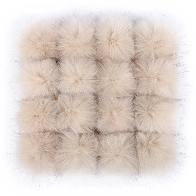 1pc/2pcs False Hairball Hat Ball Pompom 10/12/15cm Handmade Fake Fox Fur Ball Pom Pom Rubber Band Snap Button Knit Accessories 