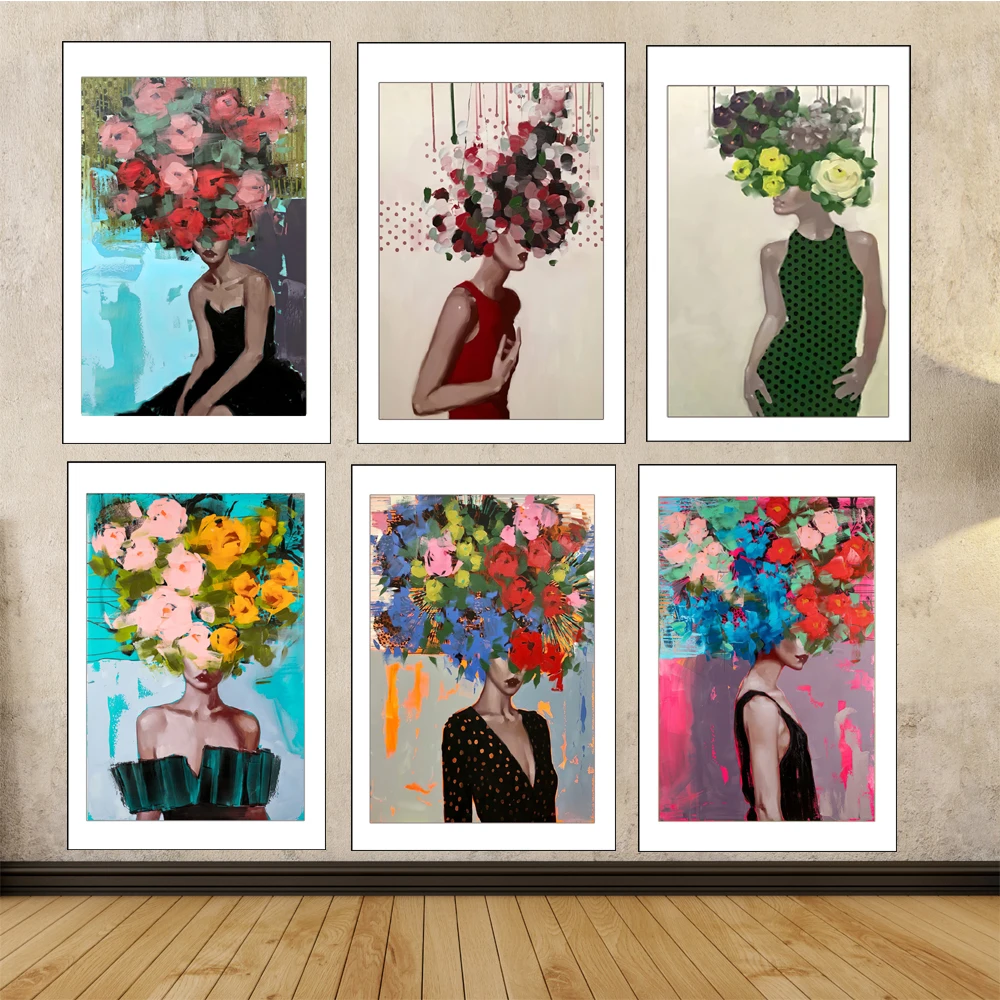 

Flower Girls Wall Art Poster Abstract Canvas Oil Painting Nordic Anna Kincaide Paintings Wall Picture For Living Room Home Decor
