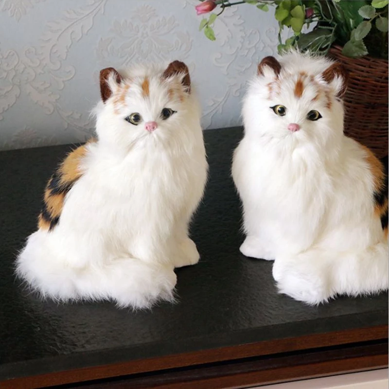 simulation cat animal toy mini kitten model fur crafts home decorations desktop ornaments gift 20x12cm DY80061 (1)