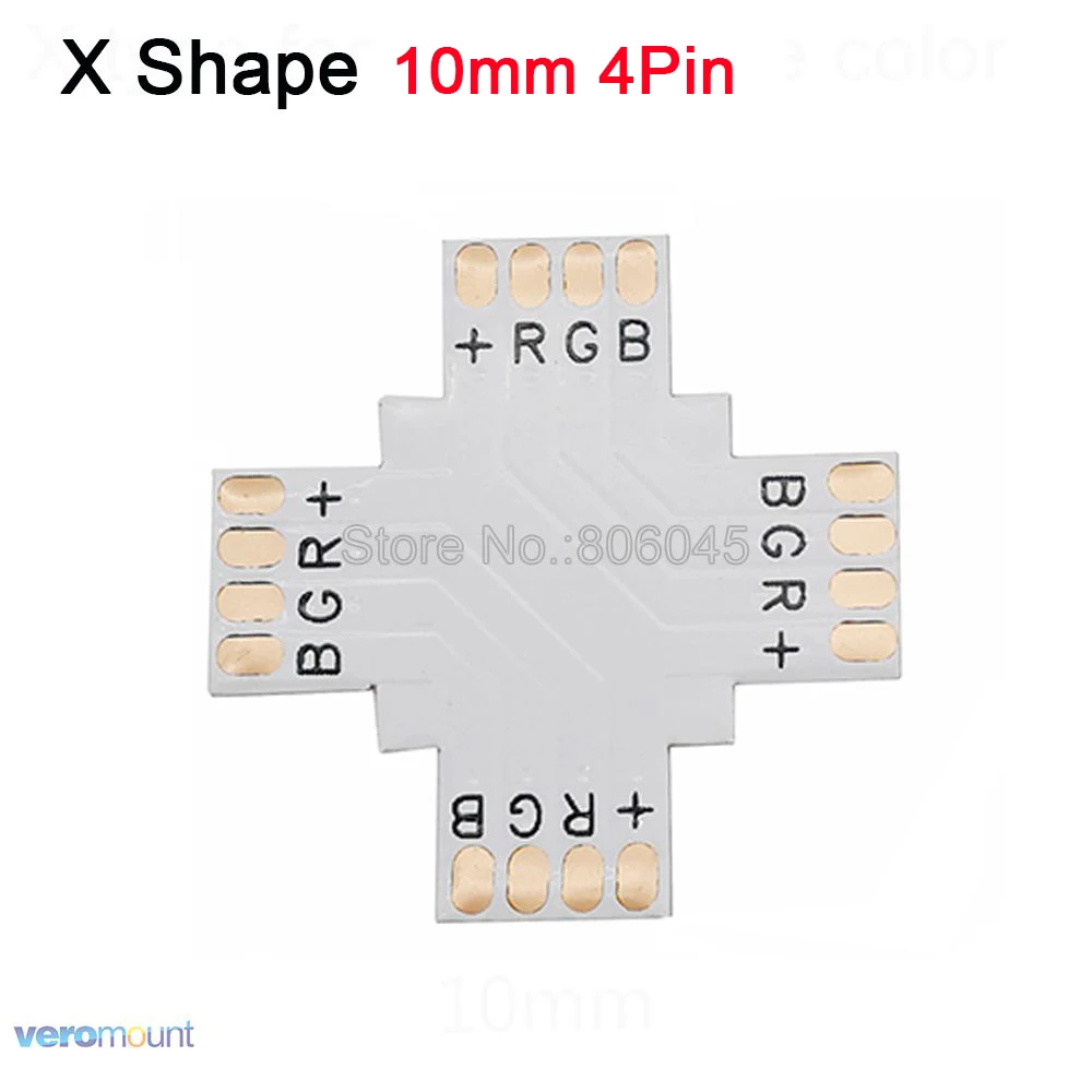 5 шт. L T X форма 8 мм 10 мм 12 мм 2pin 3pin 4pin 5pin 6pin Одноцветный CCT RGB RGBW RGB+ CCT светодиодный Светодиодная доска PCB разъем сплиттер - Цвет: 4pin 10mm X Shape