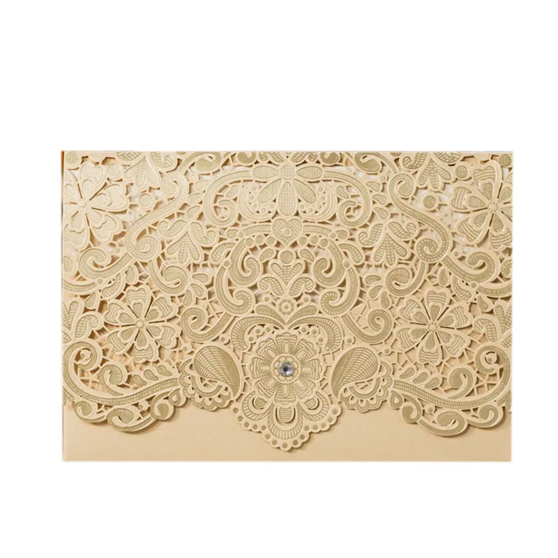 50Pcs Cut Luxury Flora Wedding Invitations Card Elegant Lace Print Envelopes Wedding Party Decorati - 4.00004E+12