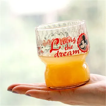 

Disney Minnie Mickey Donald Duck Pluto Cartoon Thickness Glass Water Glass Children Breakfast Milk Cup X4884