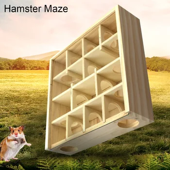 

Activity Non Toxic Training Fun Sport Toys Playing Tunnel Dwarf Square Wooden Hamster Maze Pet Supplies With Plexiglass Cover