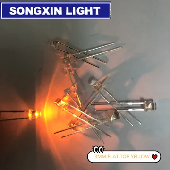 

1000pcs 3mm Transparent Yellow LED Diode Flat Top Water Clear 3 mm LED Light Emitting Diode Lamp Wide Angle Ultra Bright Bulb