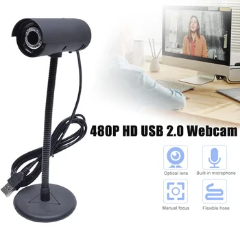 

12.0M pixels HD USB 2.0 480P Webcam with Microphone 6 LED Flexible Hose Web Camera as 4K hd for Live PC Laptop Computer Gaming