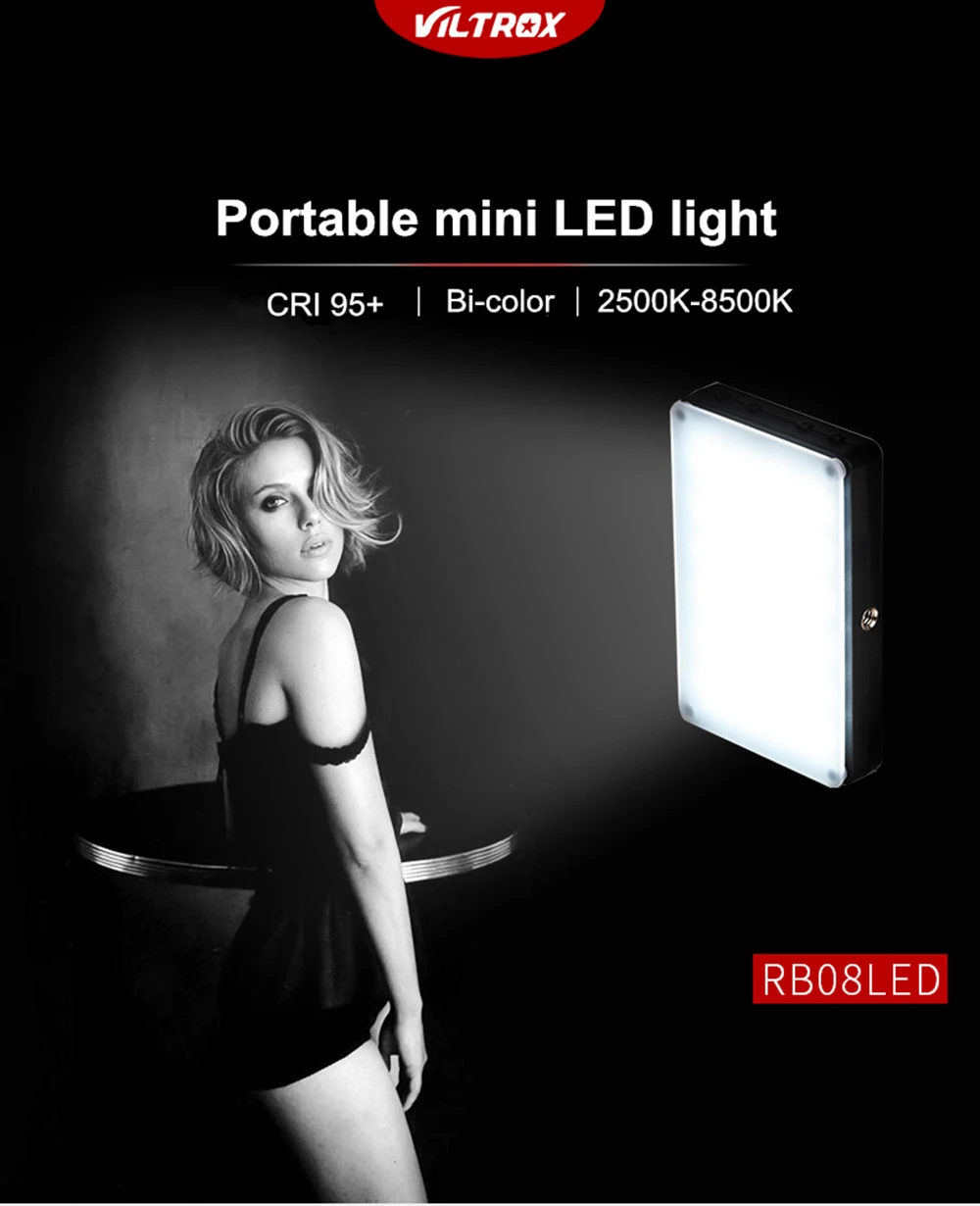 Viltrox rb08 bi-color mini vídeo led luz