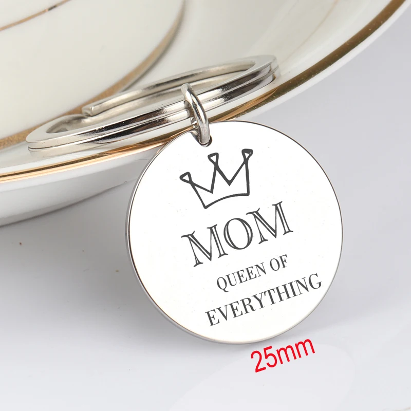 Women Exclusive Keyfobs Engraved Mom Queen Of Everything Round Keychain For Mother 's Day Gift Charm Key Ring Tag | Украшения и
