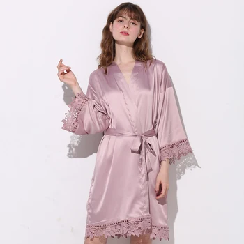 

Bride Robe Bridesmaid Robes Matt Satin Lace Robe Women Wedding Robes Satin Dress Short Robe Bathrobe Silk Robes for Women