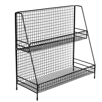 

Multifunctional Iron Storage Rack Double-layer Spice Rack Sundries Storage Organizer for Kitchen Bathroom Office P7Ding