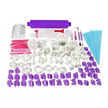 96 шт. помадка-украшение для торта, набор инструментов, резаки для форм, Скалка, плавное тиснение, ножницы, формы для выпечки