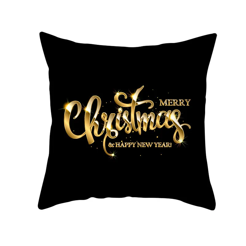 Christmas Decorations for Home Gold Black Snowflake Elk Cushion Cover Navidad Xmas Ornaments New Year Christmas Gift - Цвет: 19