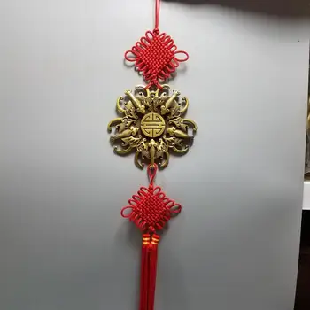 

wedding decoration Lucky China Seikos red bronze Bat Statue Five bats carved five blessing pendants safe hanging on the wall