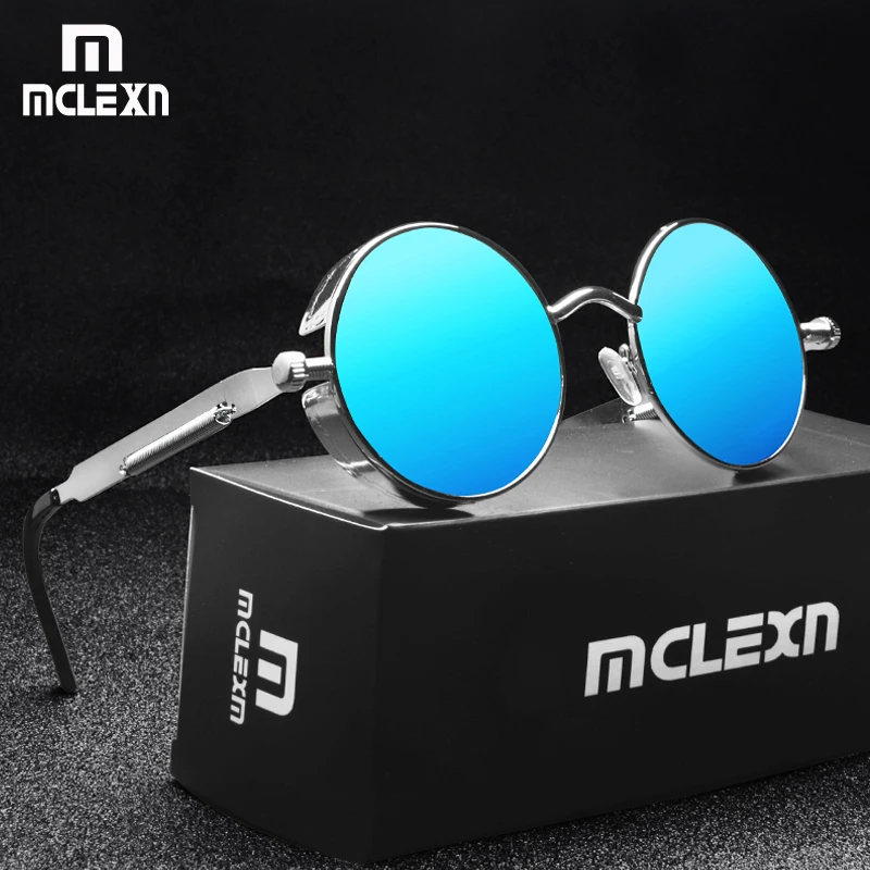 Мужские и женские круглые очки MCLEXN металлические зеркальные солнцезащитные в