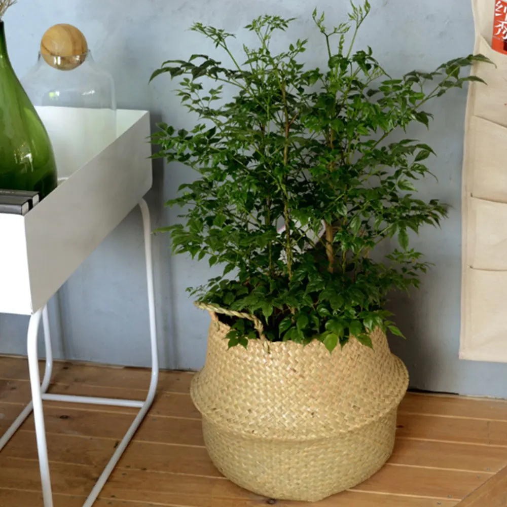 Ручная сумка Willow Grass Weave портативный шоппинг прочные цветочные горшки тканые ручные игрушки для хранения Складная корзина деревянный цвет