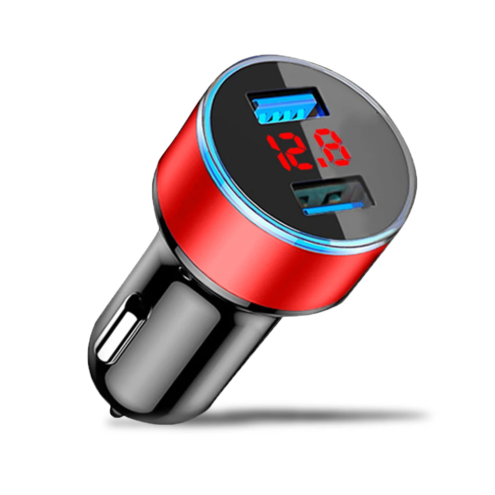 Red Rovtop 3.1A 5V Dual USB Автомобильное зарядное устройство с светодиодный дисплей универсальное автомобильное зарядное устройство для телефона Xiaomi samsung S8 iPhone X 8 Plus планшет - Тип штекера: Red