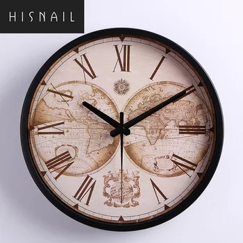 

European Style Retro Wall Clock 12 Inch Living Room Creative Craft Iron Frame Wall Clock Wholesale Manufacturers Trade Clocks