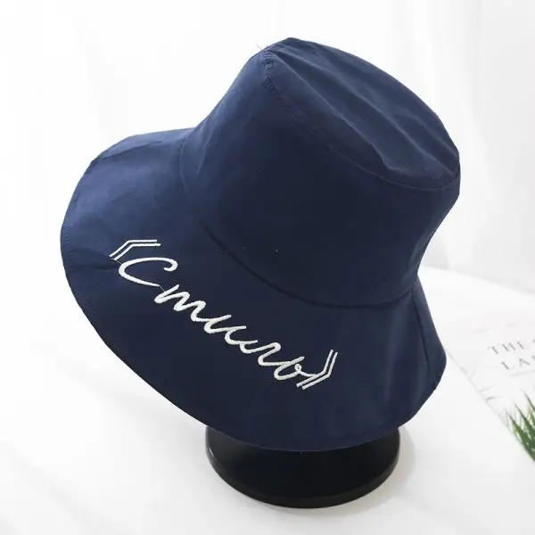 navy blue Корейский стиль буквы персиковый бархат с большими полями Солнцезащитная уличная шляпа Рыбак женская шляпа F - Цвет: navy blue