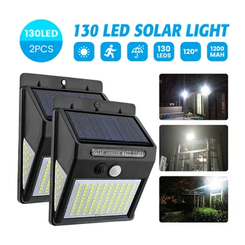 

SUNYIMA 2PCS Solar street Light 130LED Waterproof Solar PIR Motion Sensor Wall Light Solar Garden Lights Fence Pathway Sunlight
