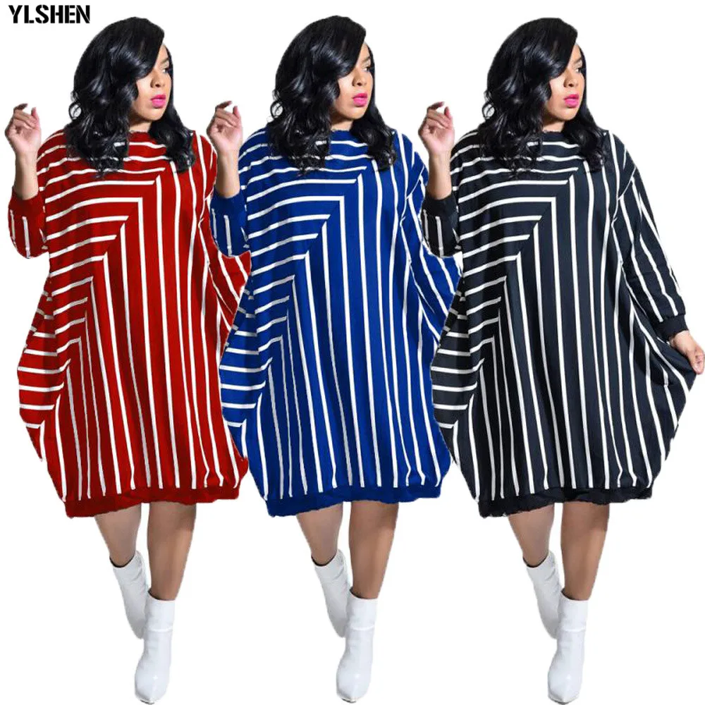 2020 Dashiki Traditional African Dress for Women Long Sleeve Loose Stripe Ankara Dresses African Clothes Robe Africaine Femme 01