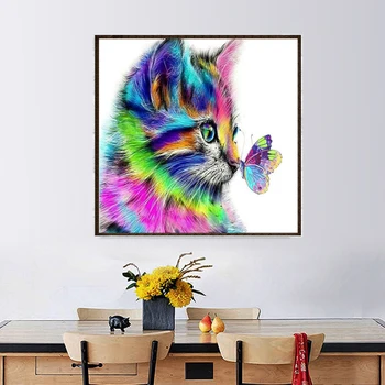 

Full Round Drill 5D DIY Diamond Painting "Cat butterfly" 3D Embroidery Cross Stitch 5D Home Decor Gift