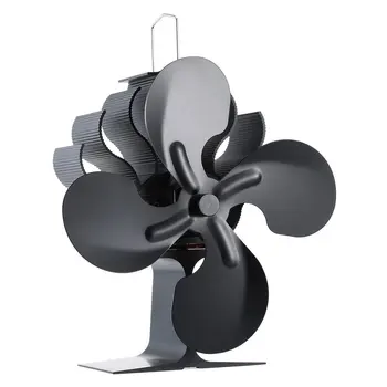 

Black Fireplace 4 Blade Heat Powered Stove Fan Komin Log Wood Burner Eco Friendly Silent Fan Home Efficient Distribution