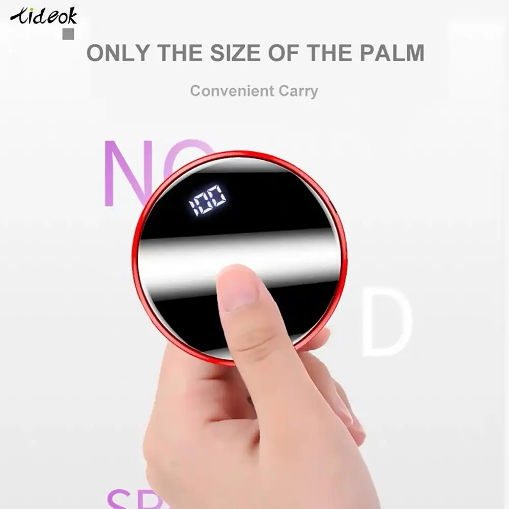 

Mini Fast Charging Treasure Round Mirror Full Screen Digital Display Charging Treasure For IPhone Millet Fast Charging Treasure